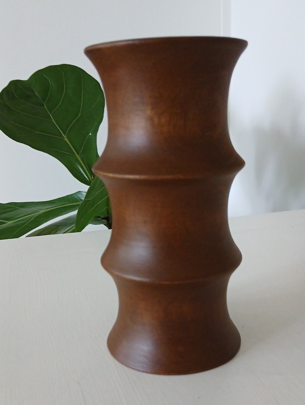 Vintage Bamboo Shaped Wooden Vase 6" H x 4" W